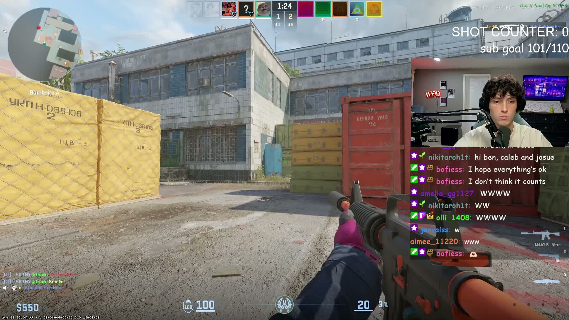 Gaige playing Counter-Strike with his facecam and chat visible